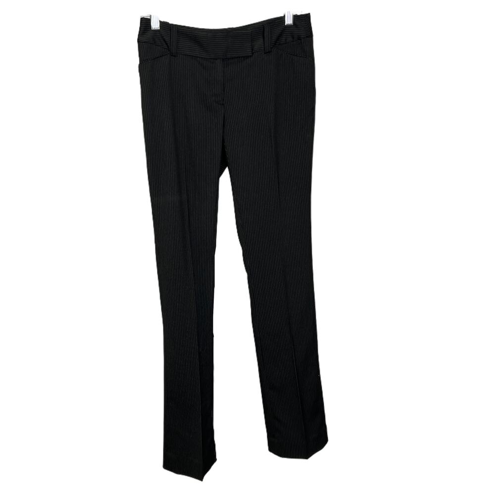 White House Black Market Women M Black Pinstripe Sleek Bootcut Legacy Dress Pant